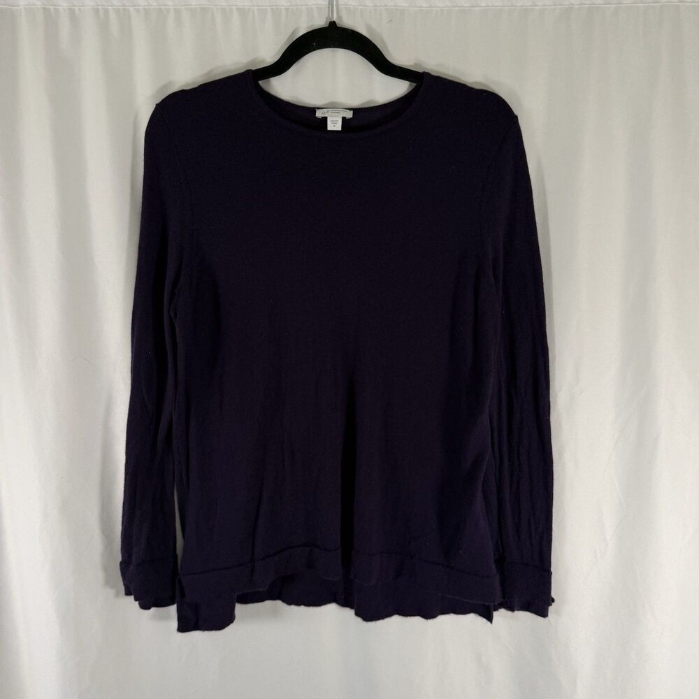 J Jill Merino Wool Sweater Women's Medium Purple Round Neck Washable Pullover